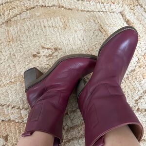 Free People 38.5 Burgundy Leather Ankle Boots